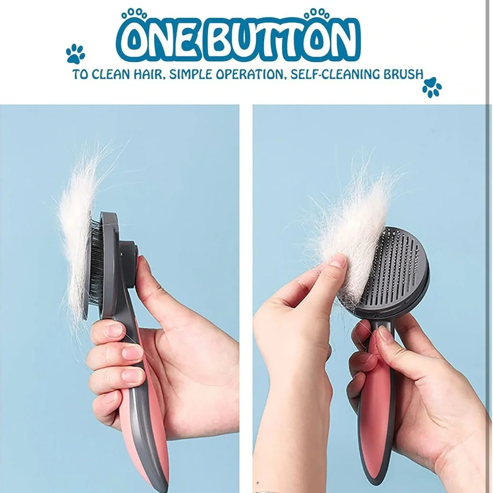 Self Cleaning PINK Pet Hair Removal Comb Automatic Hair Removal Brush * NEW*